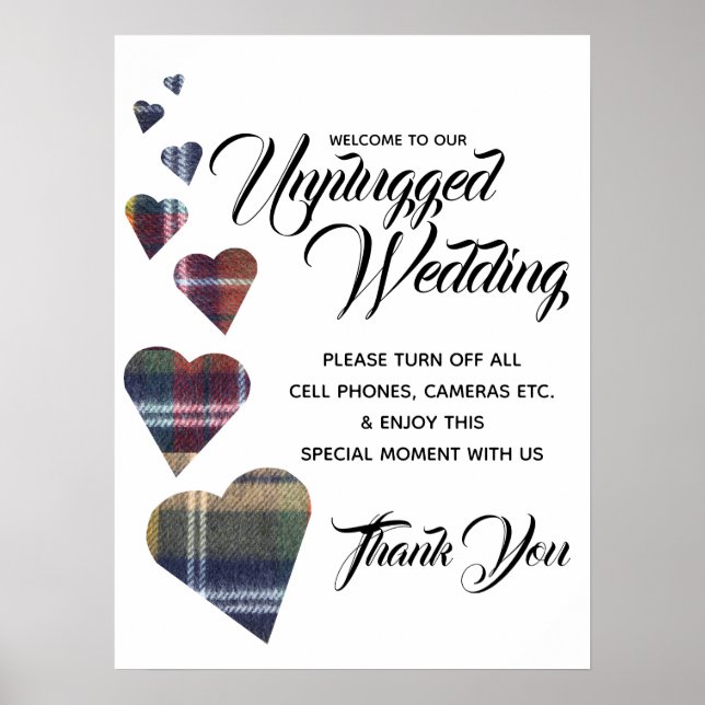 Tartan Heart Unplugged Wedding Sign (Front)