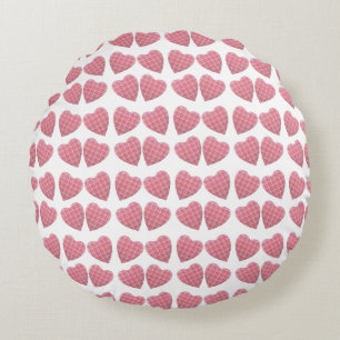 Tartan Hearts Round Cushion