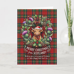 Tartan Highland Cow Christmas Card