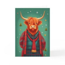 Tartan Highland Cow Xmas Card