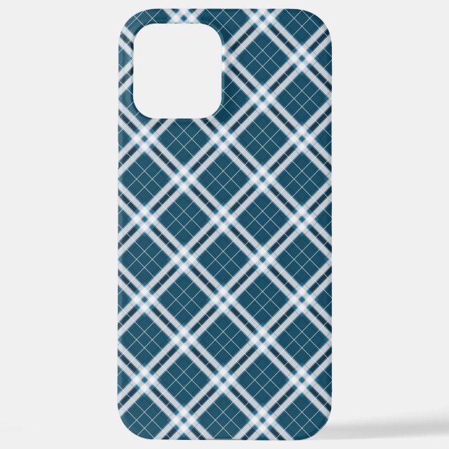 Tartan in Blue and white iPhone Case (Back)