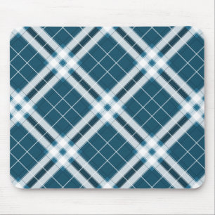 Tartan in Blue and white Mouse Mat
