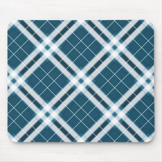 Tartan in Blue and white Mouse Mat (Front)