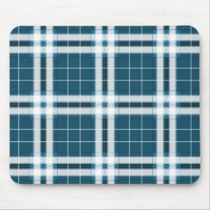 Tartan in Blue and white Mouse Mat