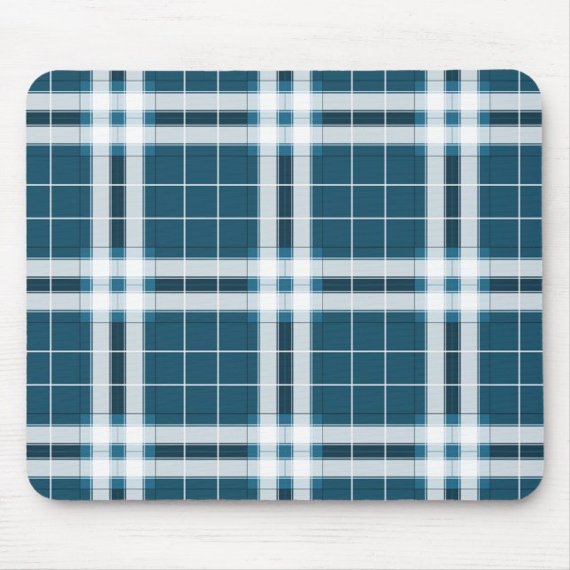 Tartan in Blue and white Mouse Mat (Front)