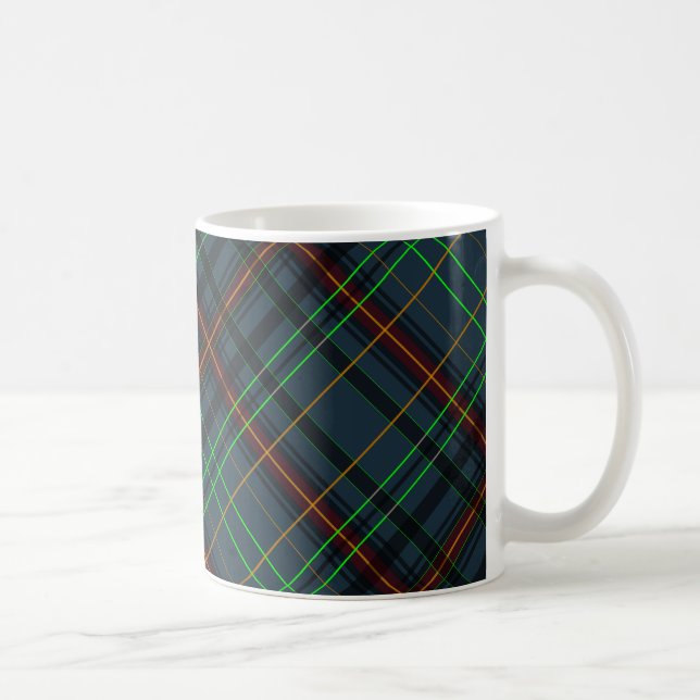 Tartan in blue, orange, green... coffee mug (Right)