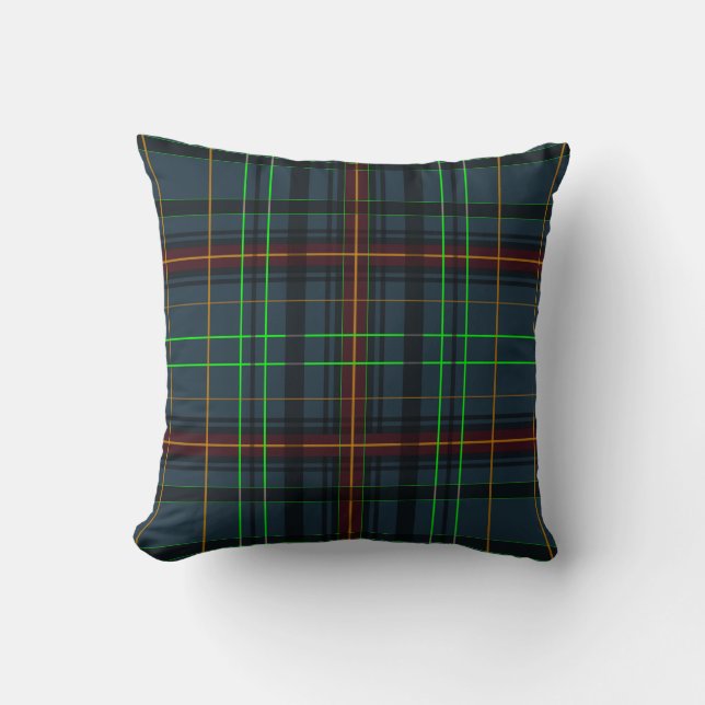 Tartan in blue, orange, green... cushion (Front)