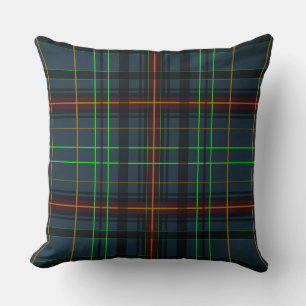 Tartan in blue, orange, green cushion