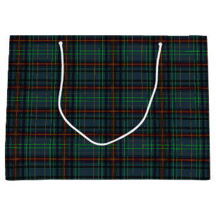 Tartan in blue, orange, green... large gift bag