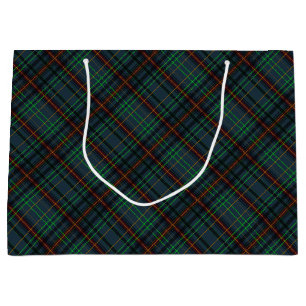 Tartan in blue, orange, green... large gift bag
