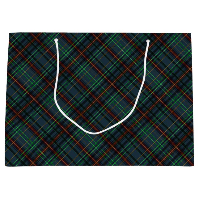 Tartan in blue, orange, green... large gift bag (Front)