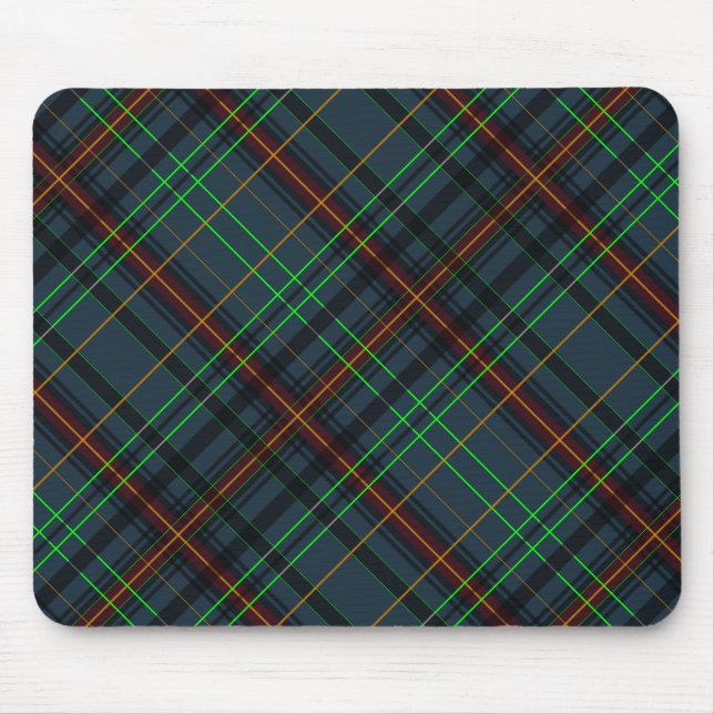 Tartan in blue, orange, green... mouse mat (Front)