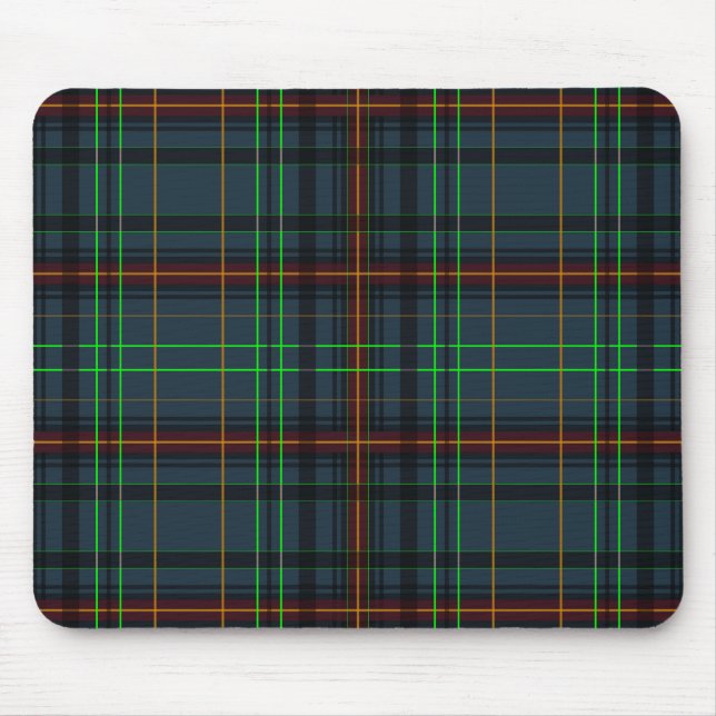 Tartan in blue, orange, green... mouse mat (Front)