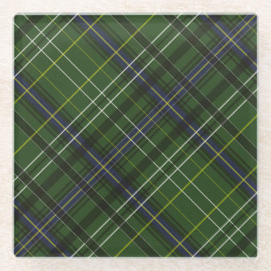 Tartan in green glass coaster