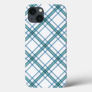 Tartan in turquoise iPhone 13 case