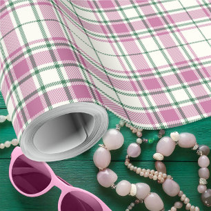 Tartan - Ivory-Rose Pink-Emerald Green Wrapping Paper