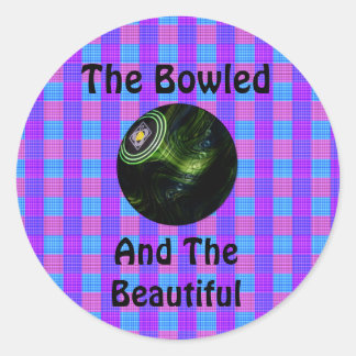 Tartan Lawn Bowls Bowled Beautiful Design, Classic Round Sticker