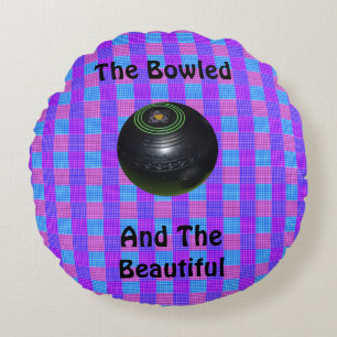 Tartan Lawn Bowls Bowled Beautiful Design, Round Cushion