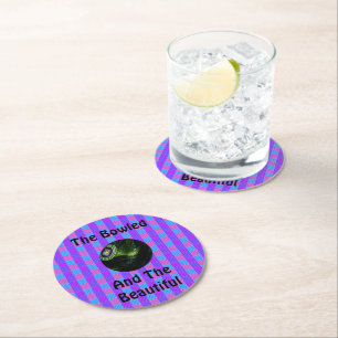 Tartan Lawn Bowls Bowled Beautiful Design, Round Paper Coaster