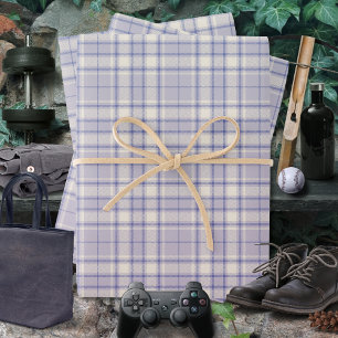 Tartan - Mauve-Cement White-Dark Purple Wrapping Paper Sheet