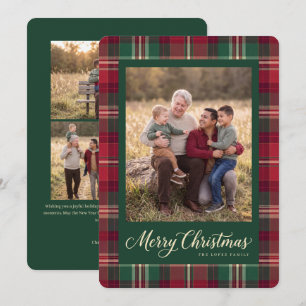 Tartan Merry Christmas Family Photo Card