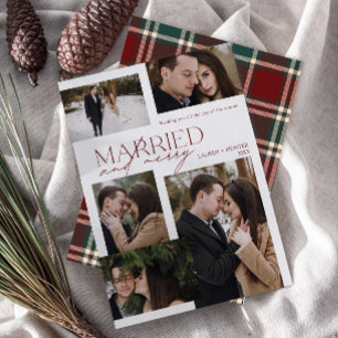 Tartan Merry & Married Photo Newlywed Holiday