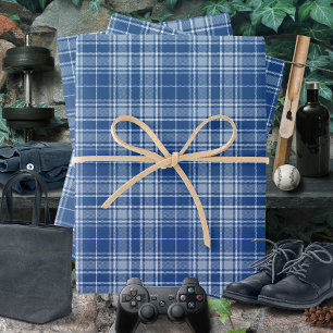 Tartan - Navy blue to Light and Medium Blue Wrapping Paper Sheet