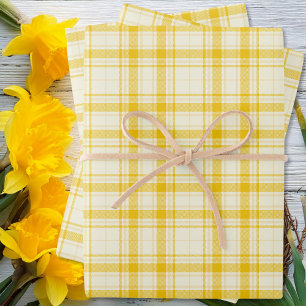 Tartan - Pastel Yellow to Dark Yellow Wrapping Paper Sheet