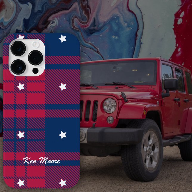 Tartan - Patriotic - Red Blue White Stars Case-Mate iPhone Case (1-Tartan - Patriotic - Red Blue White Stars Case-Mate iPhone Case by Leapfroglisics Shop)