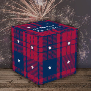 Tartan - Patriotic - Red Blue White Stars Classic Favour Box