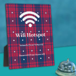 Tartan - Patriotic - Red Blue White Stars Plaque<br><div class="desc">The tartan background is in old glory red,  old glory blue and off white stars. Other tartan colorways available.</div>