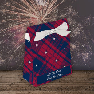 Tartan - Patriotic - Red Blue White Stars - Tent Favour Box