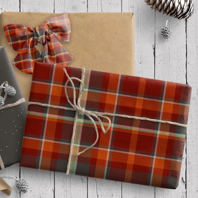 Tartan Pattern11 Paprika and Stone Gray ID210 Wrapping Paper (Creator Uploaded)