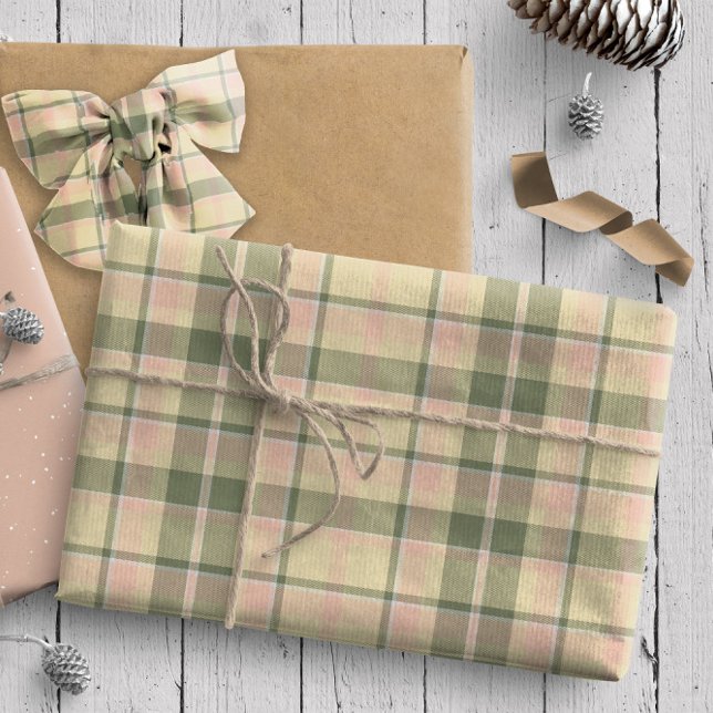Tartan Pattern8 Soft Sage and Rose Pink ID210 Wrapping Paper (Creator Uploaded)