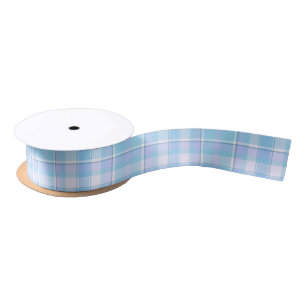 Tartan Pattern Blue and White ID210 Satin Ribbon