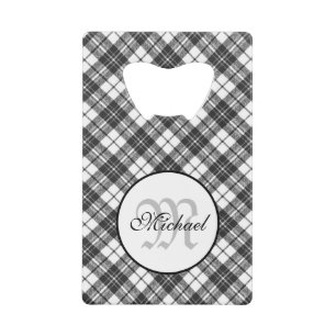 Tartan pattern Christmas black white Monogram