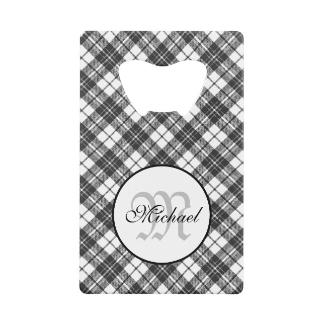 Tartan pattern Christmas black white Monogram (Front)