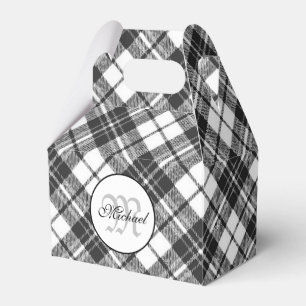 Tartan pattern Christmas black white Monogram Favour Box
