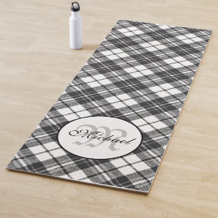 Tartan pattern Christmas black white Monogram Yoga Mat
