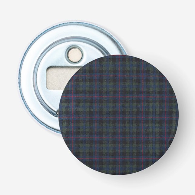  tartan pattern fabric Button Bottle Opener (Front)