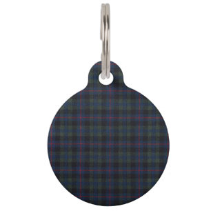 tartan pattern fabric Campbell Round Pet Tag