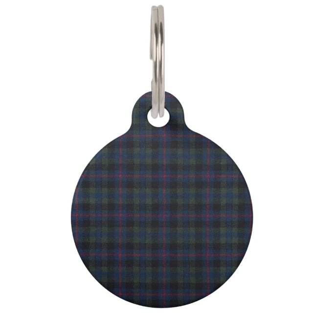 tartan pattern fabric Campbell Round Pet Tag (Front)
