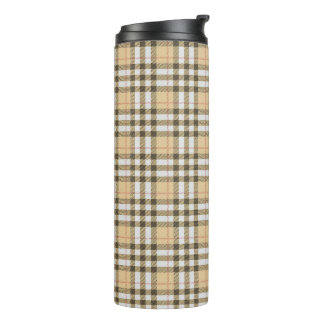 Tartan Pattern Fabric Thermal Tumbler