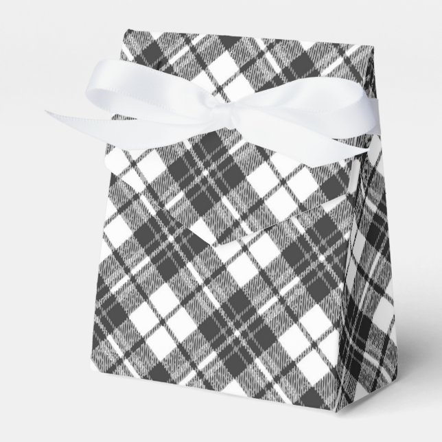 Tartan pattern holidays Christmas black white Favour Box (Front Side)