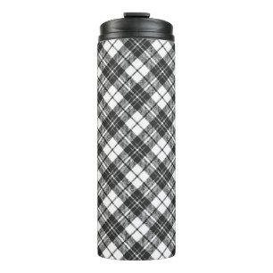 Tartan pattern holidays Christmas black white Thermal Tumbler