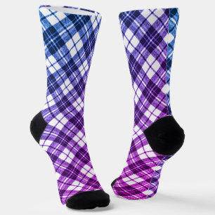 Tartan pattern holidays Christmas blue purple Socks