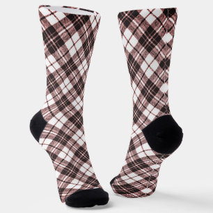 Tartan pattern holidays Christmas brown rose Socks