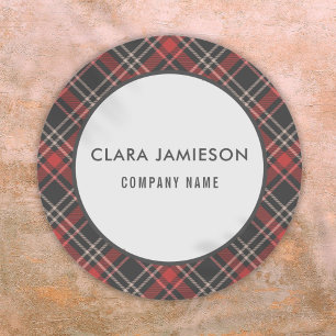 Tartan Pattern Plaid Business Company Name Classic Round Sticker