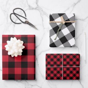 Tartan Pattern Red Black White Elegant Classic  Wrapping Paper Sheet
