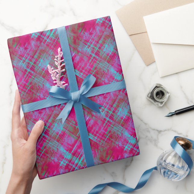 Tartan Pink Purple Aqua Plaid Paper (Gifting)